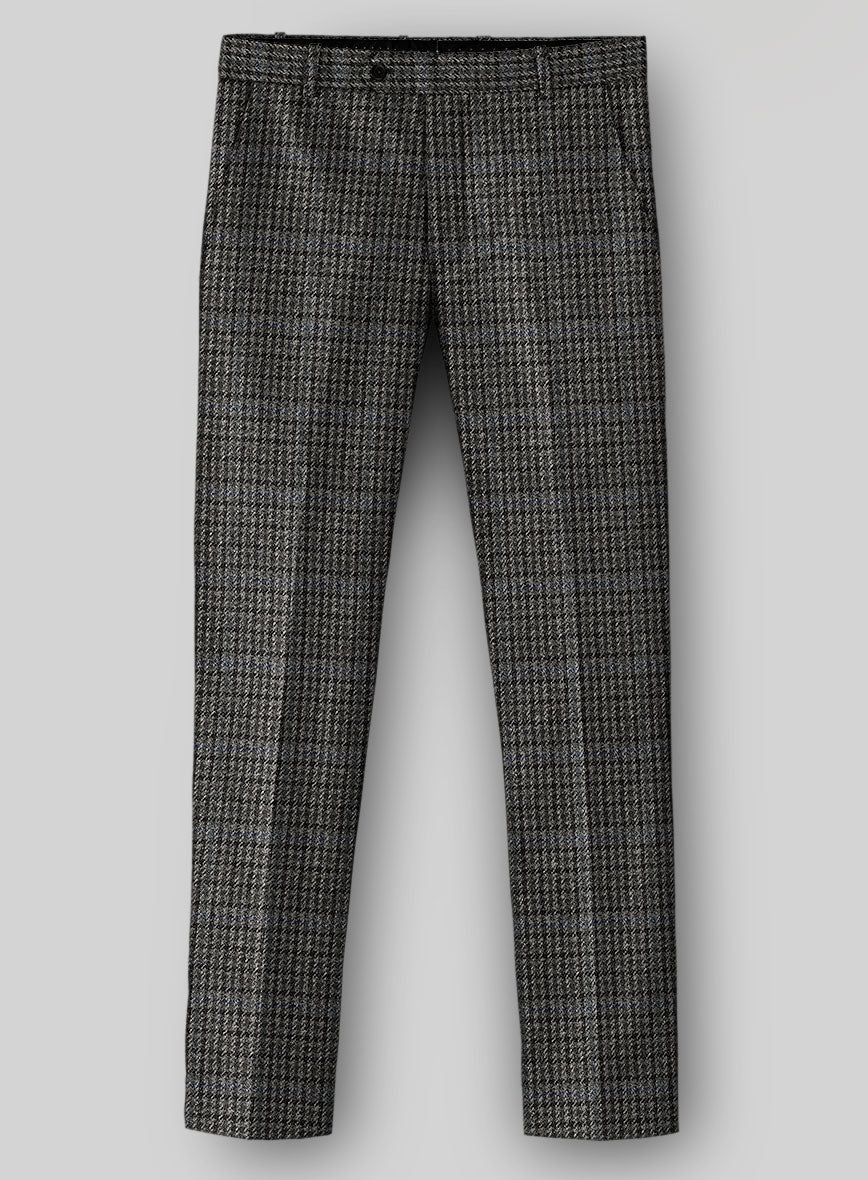 Harris Tweed Dark Gray Check Pants - StudioSuits