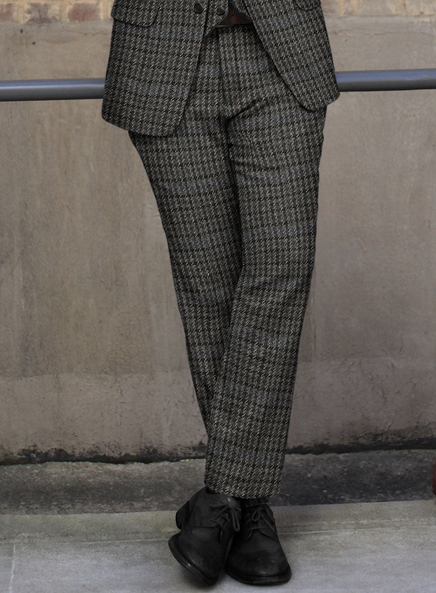 Harris Tweed Dark Gray Check Pants - StudioSuits