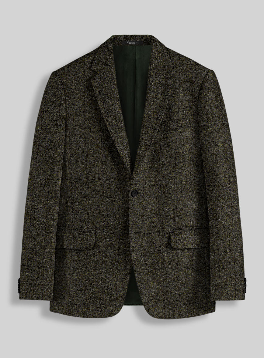 Harris Tweed Dark Green Check Jacket - StudioSuits