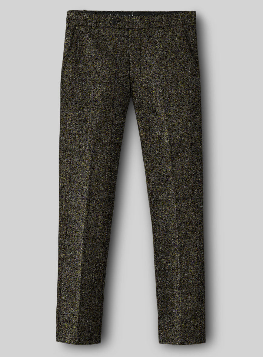 Harris Tweed Dark Green Check Pants - StudioSuits