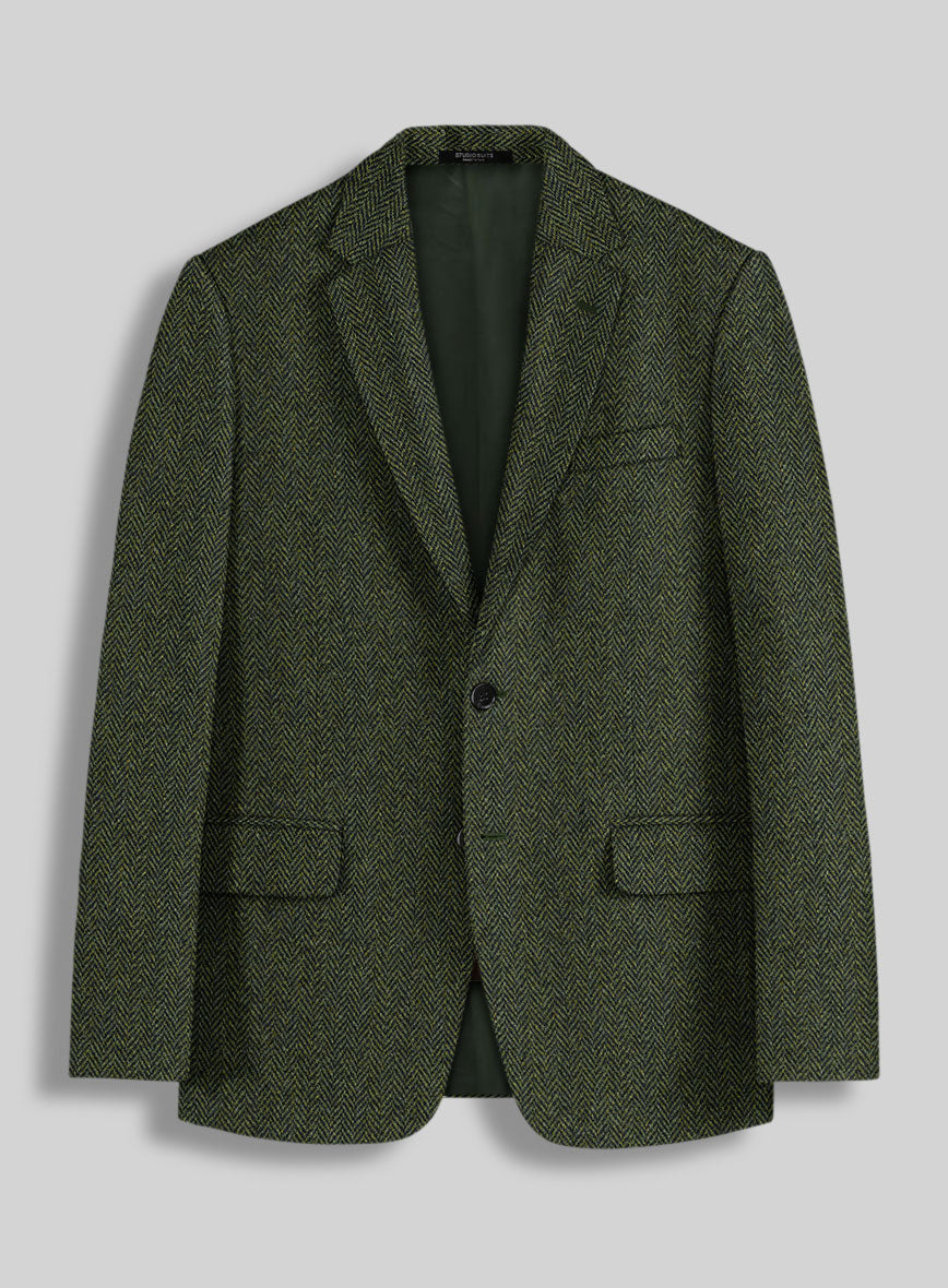 Harris Tweed Forest Green Herringbone Suit - StudioSuits