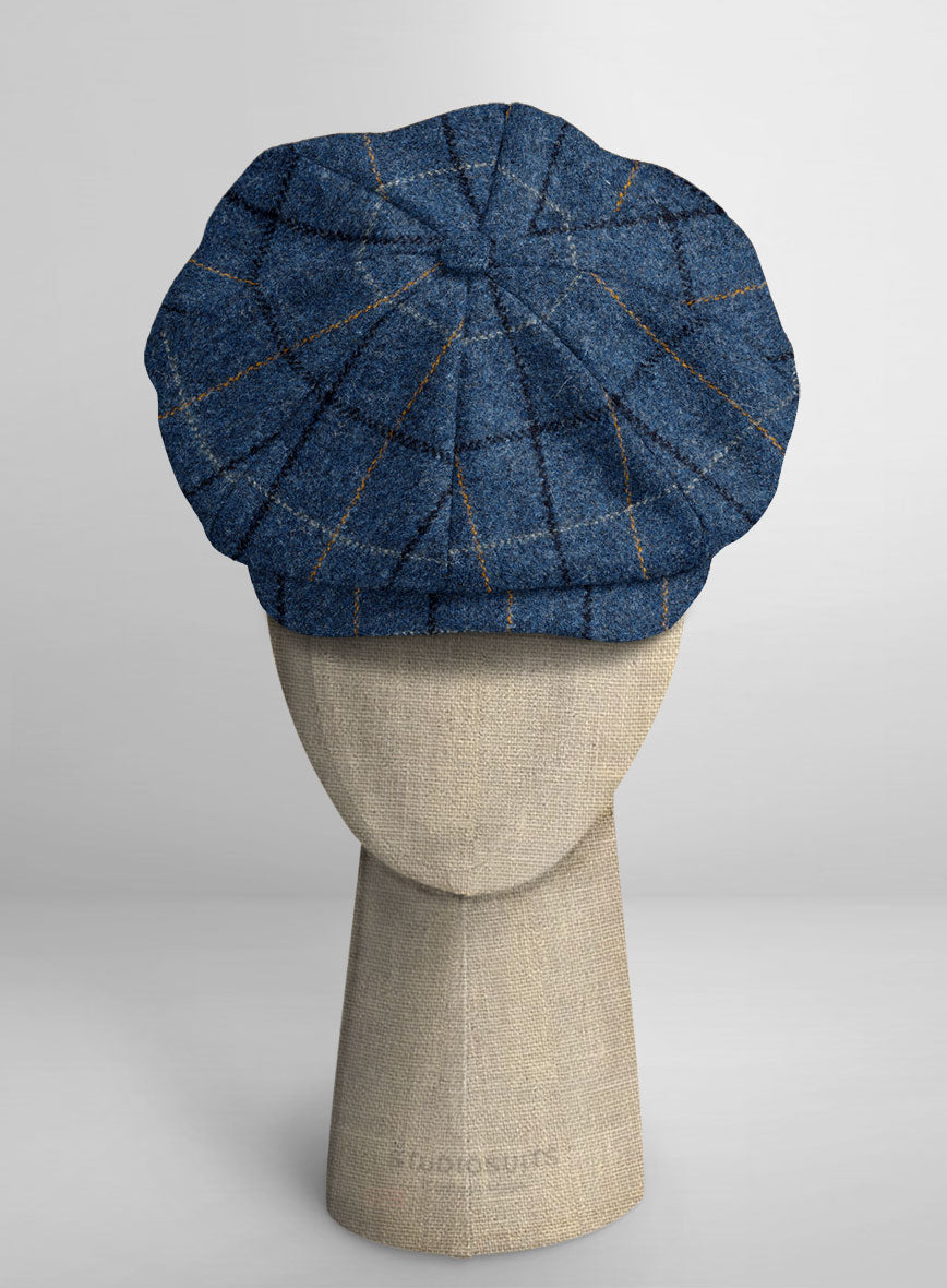 Harris Tweed Gordon Blue Newsboy Cap - StudioSuits