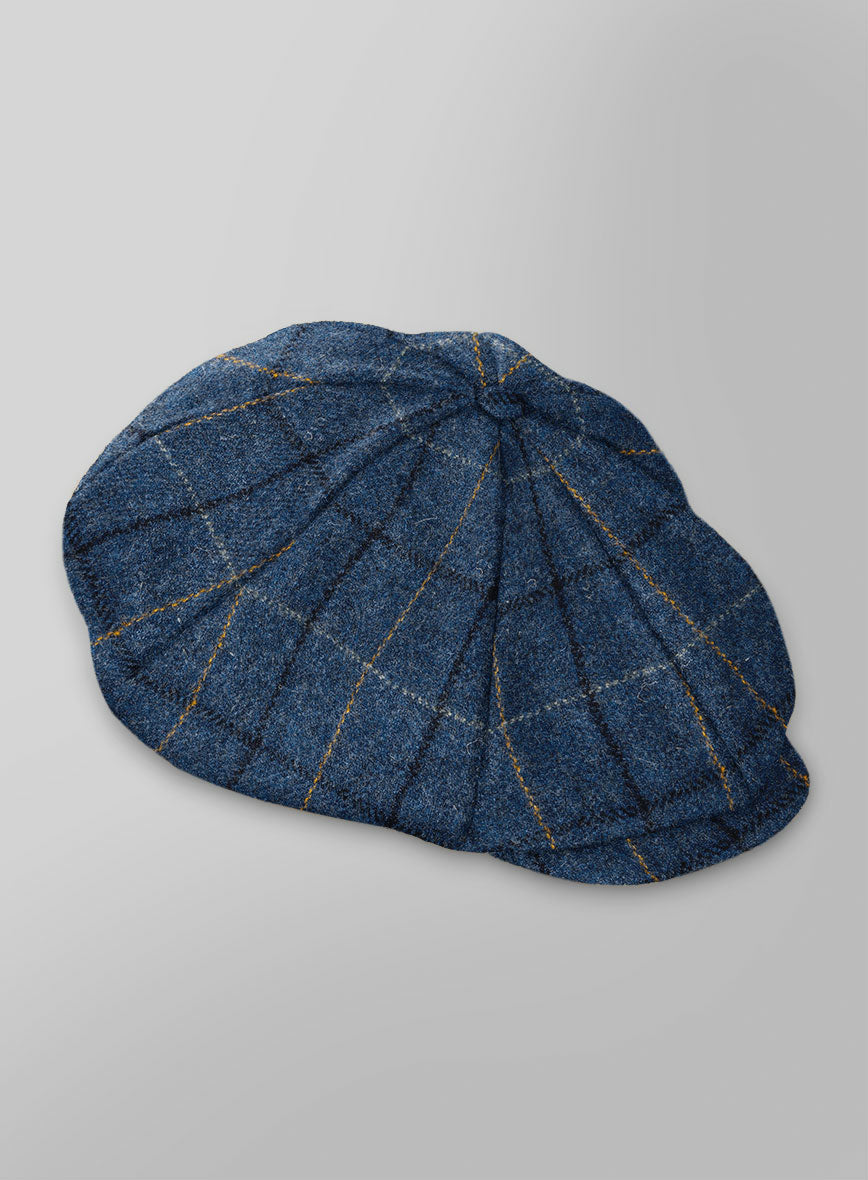 Harris Tweed Gordon Blue Newsboy Cap - StudioSuits