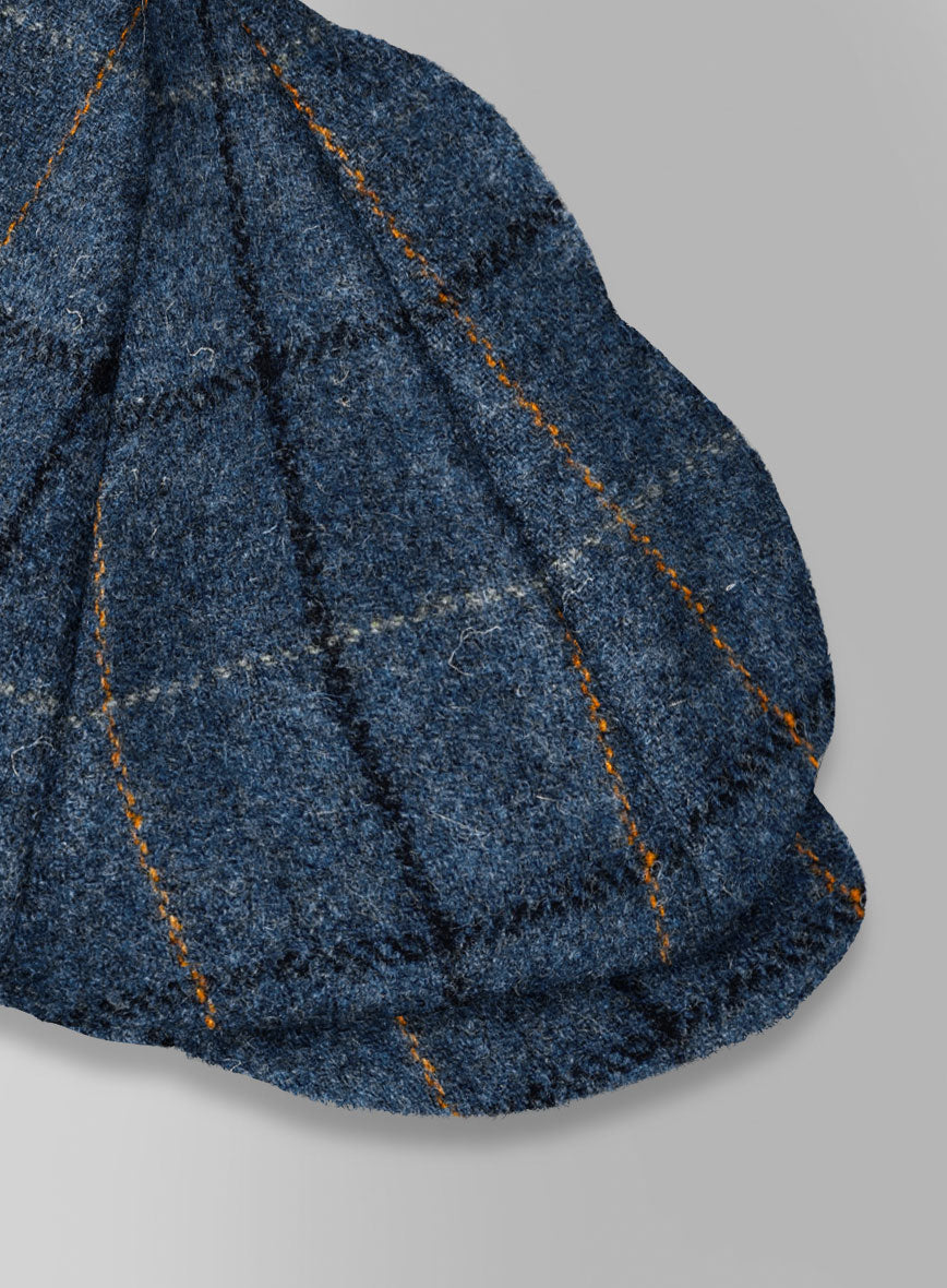 Harris Tweed Gordon Blue Newsboy Cap - StudioSuits