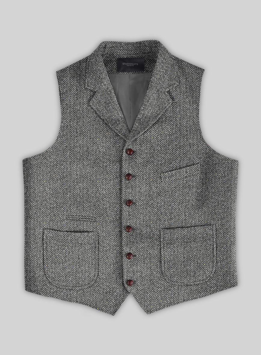 Harris Tweed Gray Chevron Hunting Vest