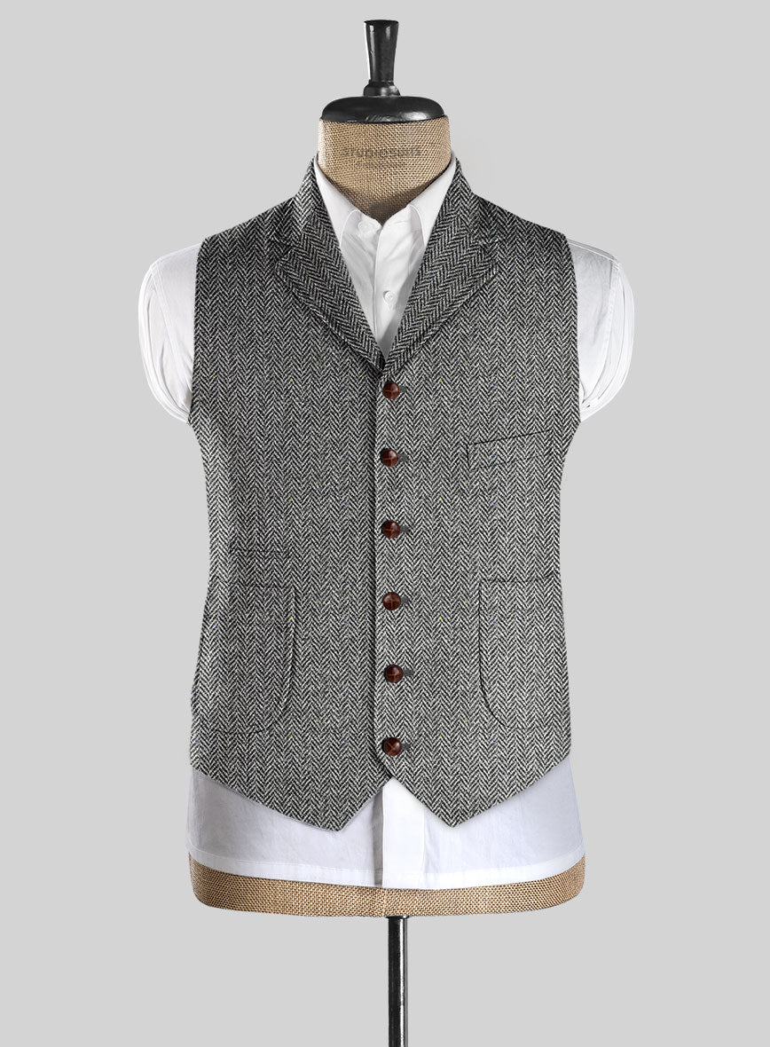 Harris Tweed Gray Chevron Hunting Vest