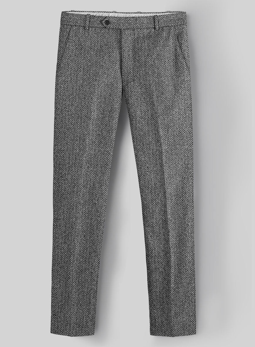 Harris Tweed Gray Herringbone Pants - StudioSuits