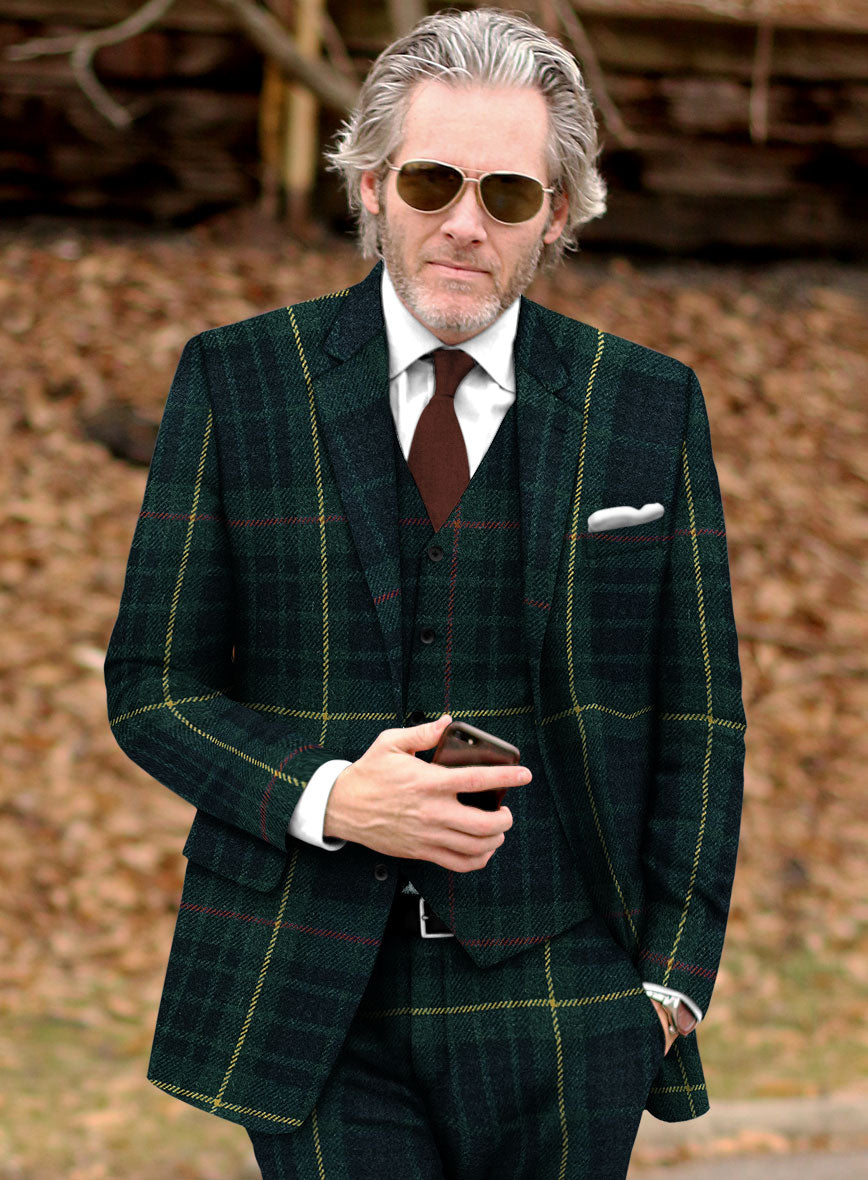 Harris Tweed Green Tartan Suit - StudioSuits