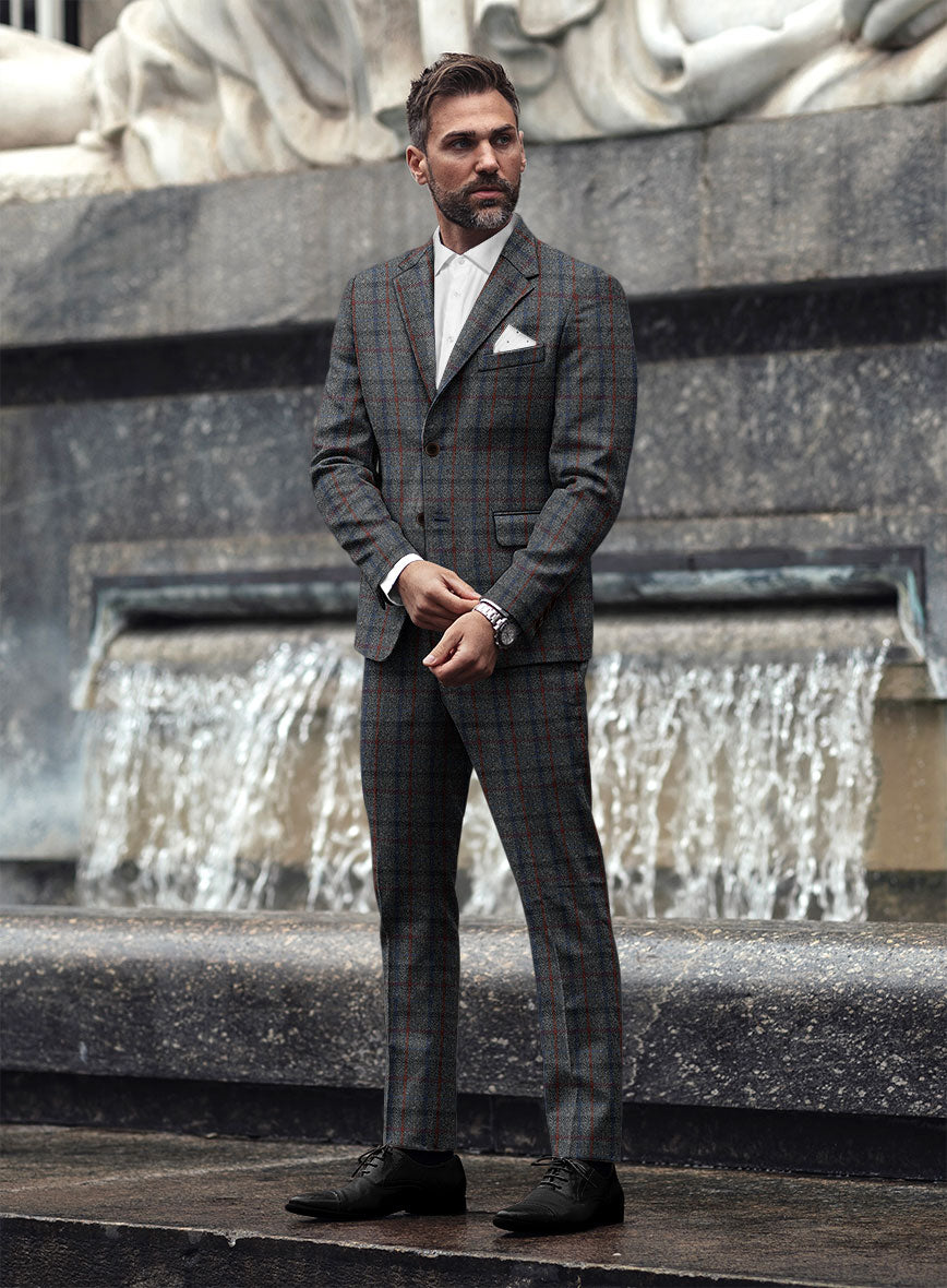 Harris Tweed Ice Blue Check Suit - StudioSuits