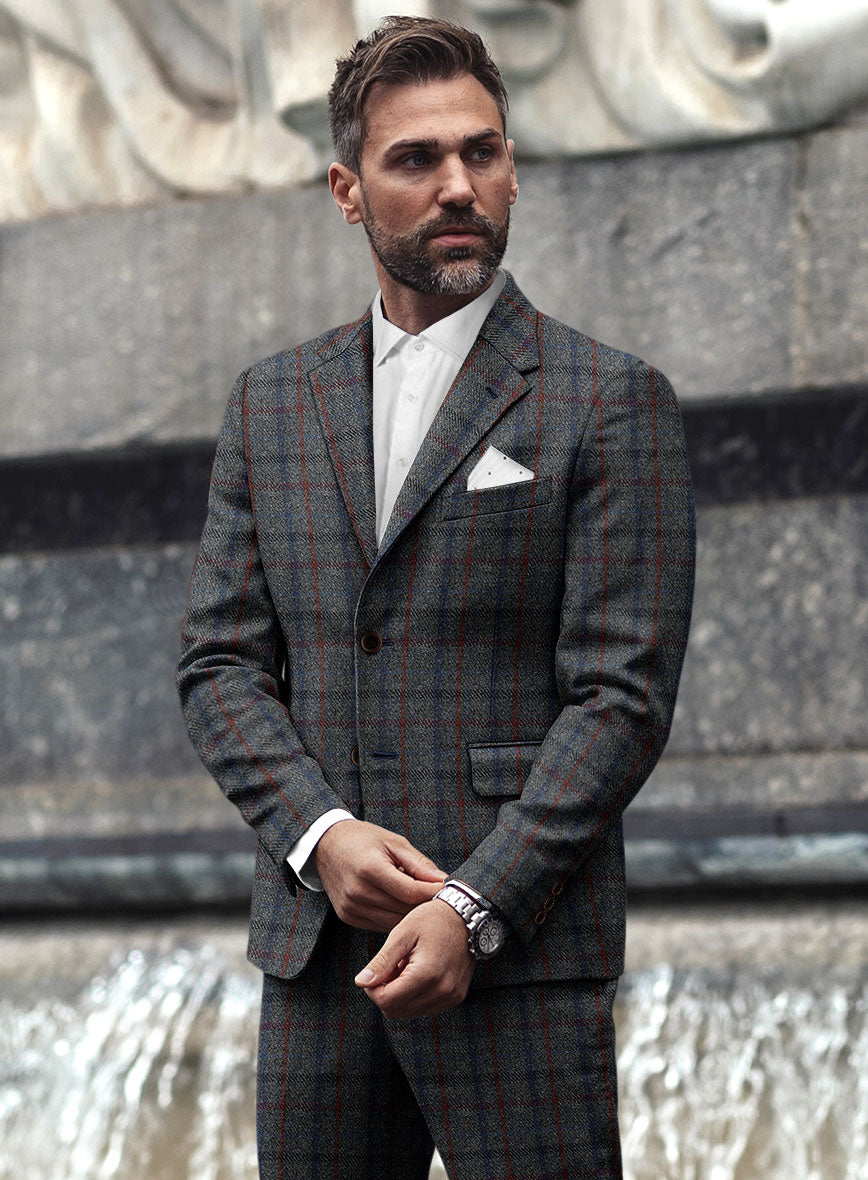 Harris Tweed Ice Blue Check Suit - StudioSuits