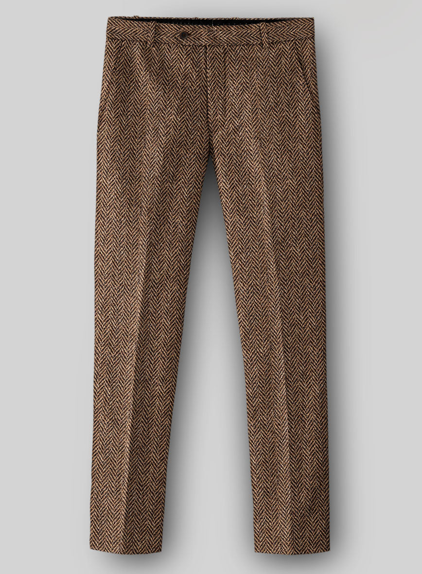 Harris Tweed Irish Brown Herringbone Pants - StudioSuits