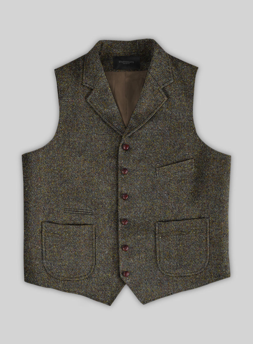 Harris Tweed Melange Green Hunting Vest