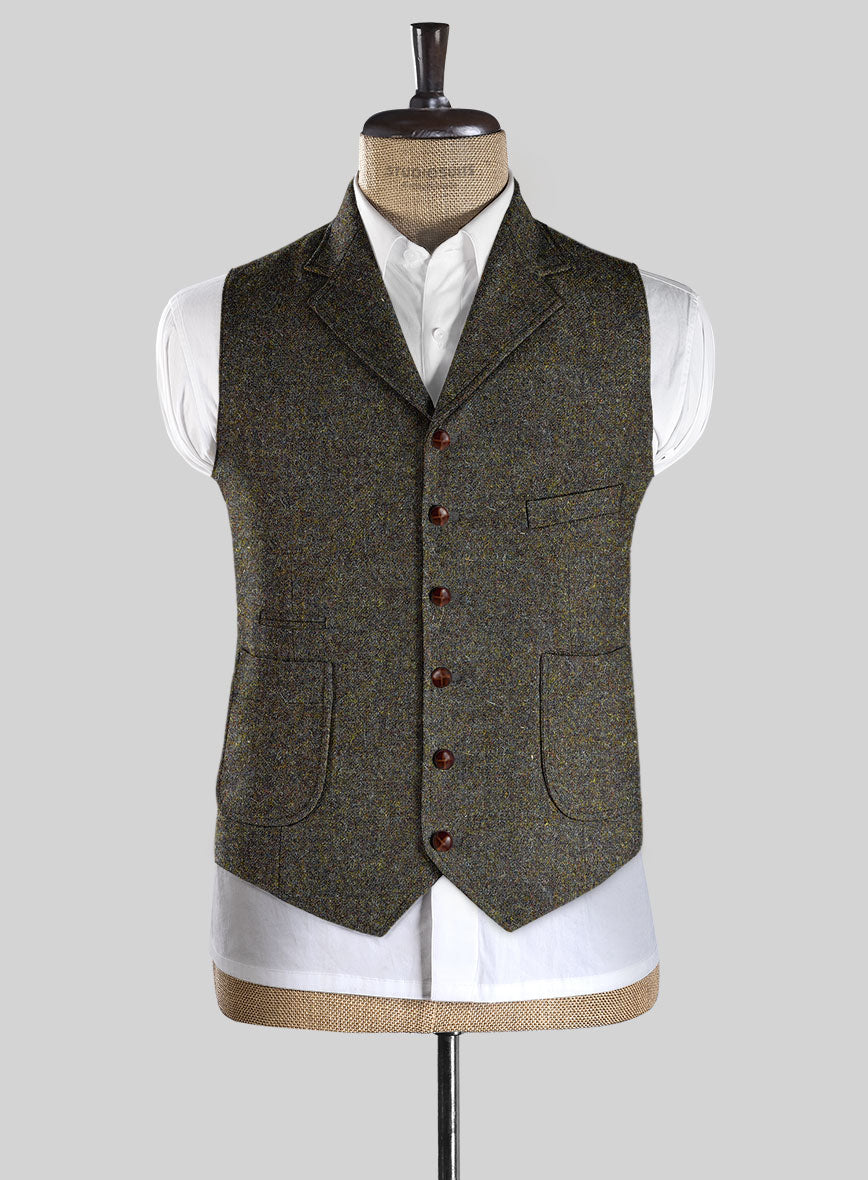 Harris Tweed Melange Green Hunting Vest