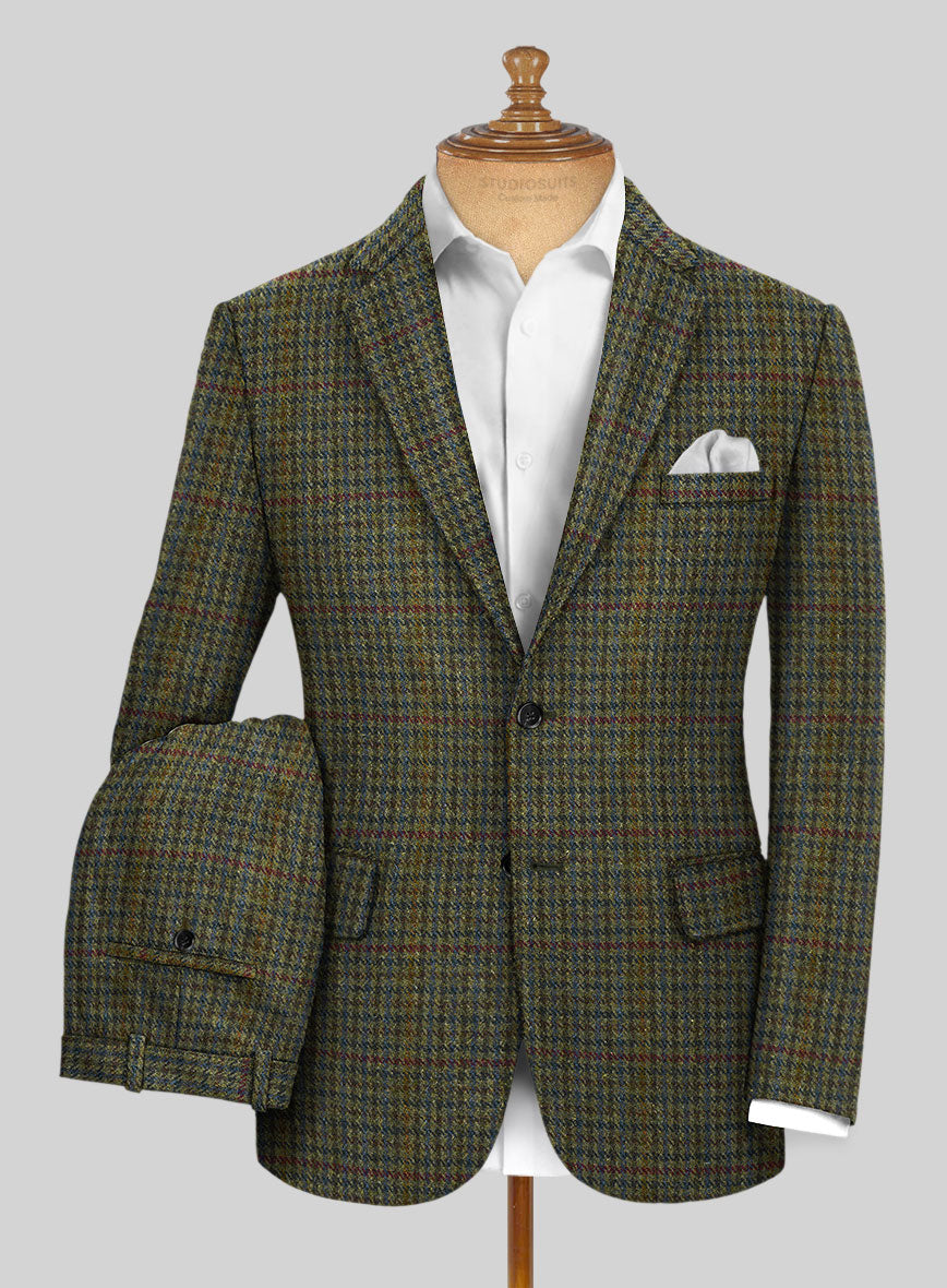 Harris Tweed Moss Green Houndstooth Suit - StudioSuits