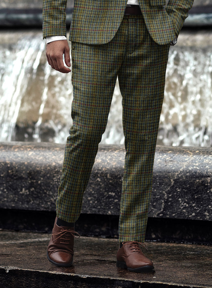 Harris Tweed Moss Green Houndstooth Suit - StudioSuits