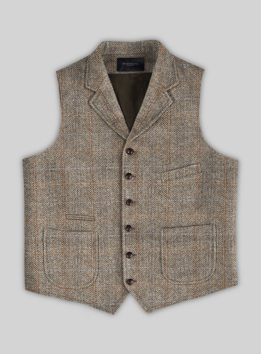 Harris Tweed Ranger Brown Hunting Vest - StudioSuits