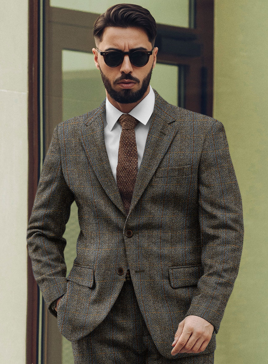 Harris Tweed Ranger Gray Blue Jacket - StudioSuits