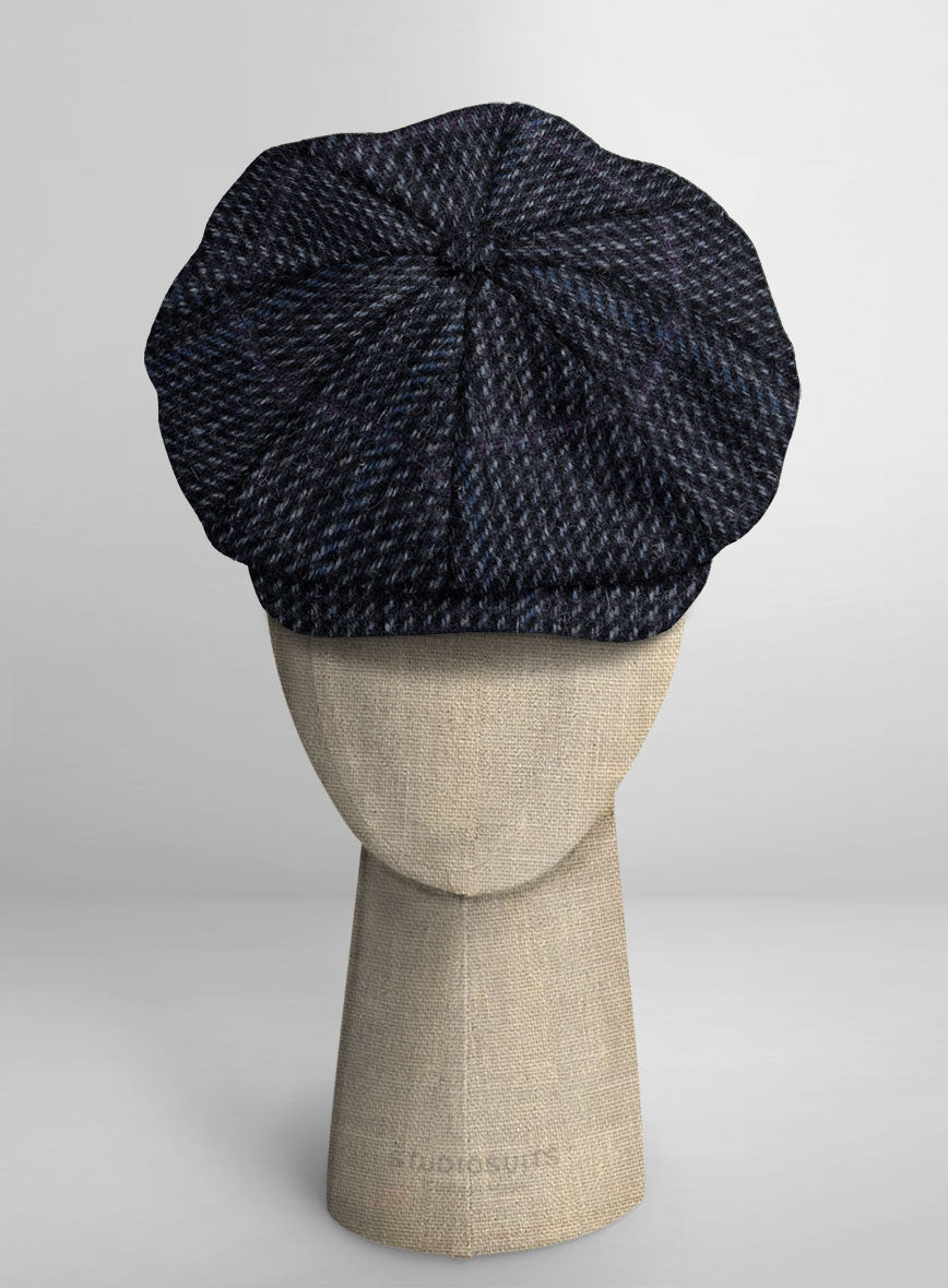 Harris Tweed Rope Blue Newsboy Cap - StudioSuits