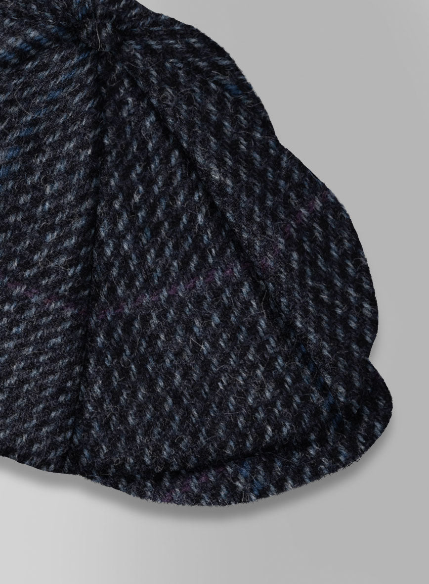 Harris Tweed Rope Blue Newsboy Cap - StudioSuits