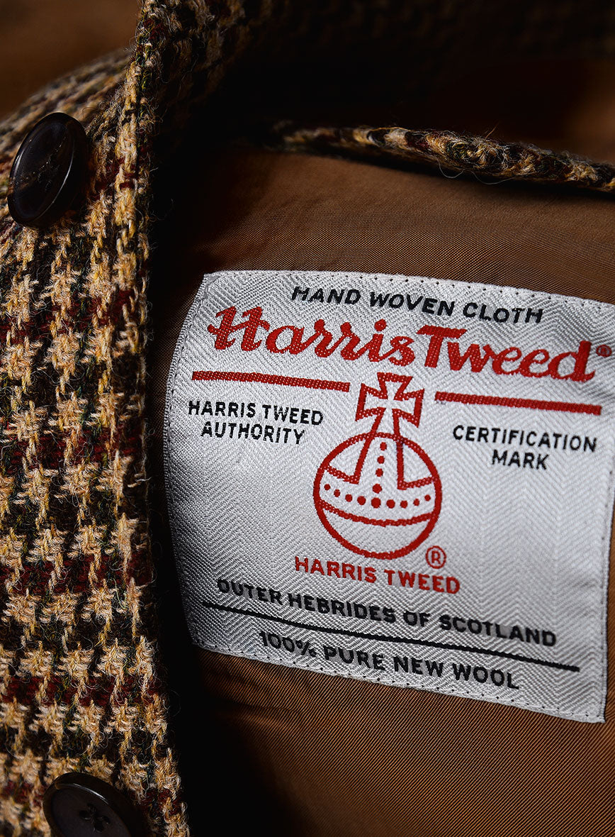 Harris Tweed Russet Houndstooth Patch Pocket Jacket - StudioSuits