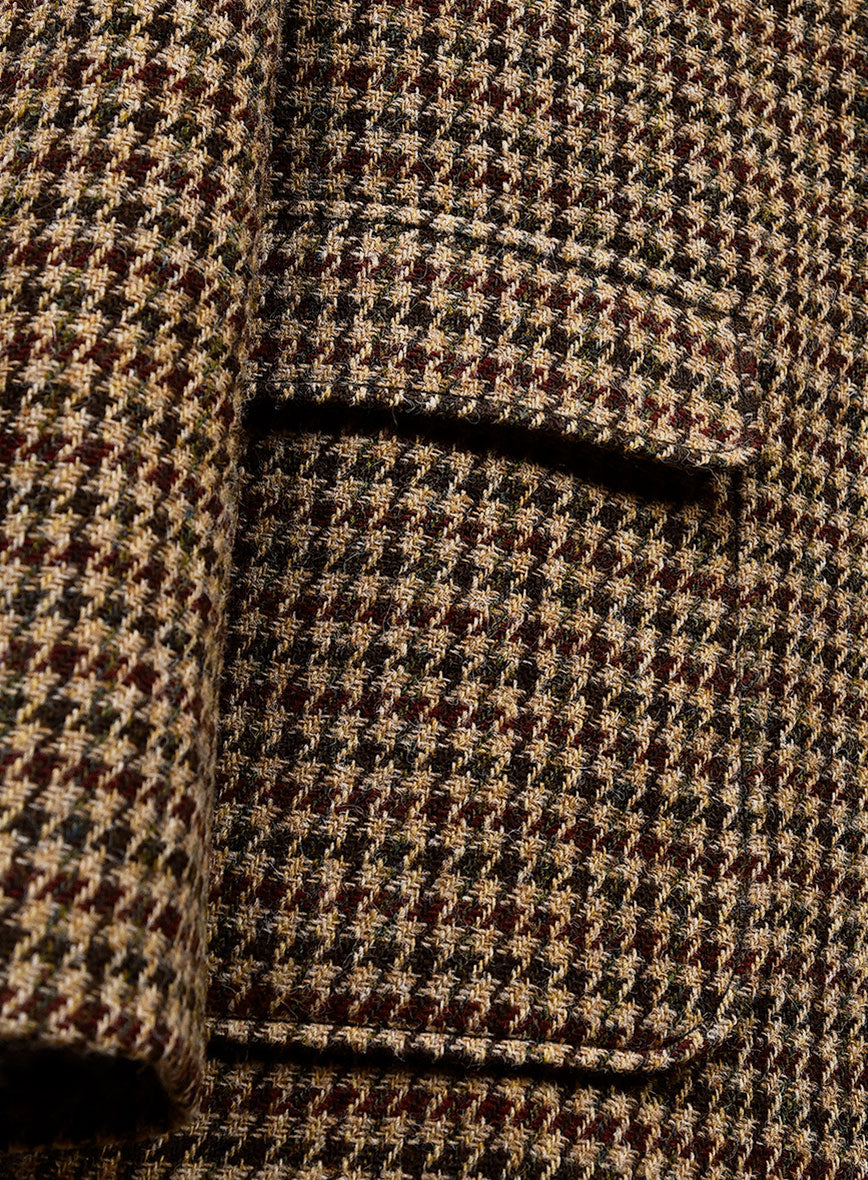 Harris Tweed Russet Houndstooth Patch Pocket Jacket - StudioSuits