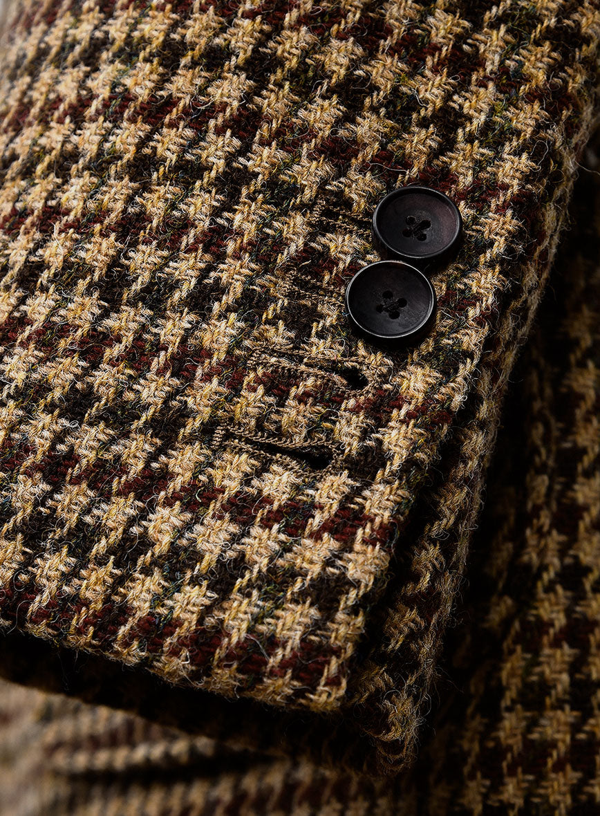 Harris Tweed Russet Houndstooth Patch Pocket Jacket - StudioSuits