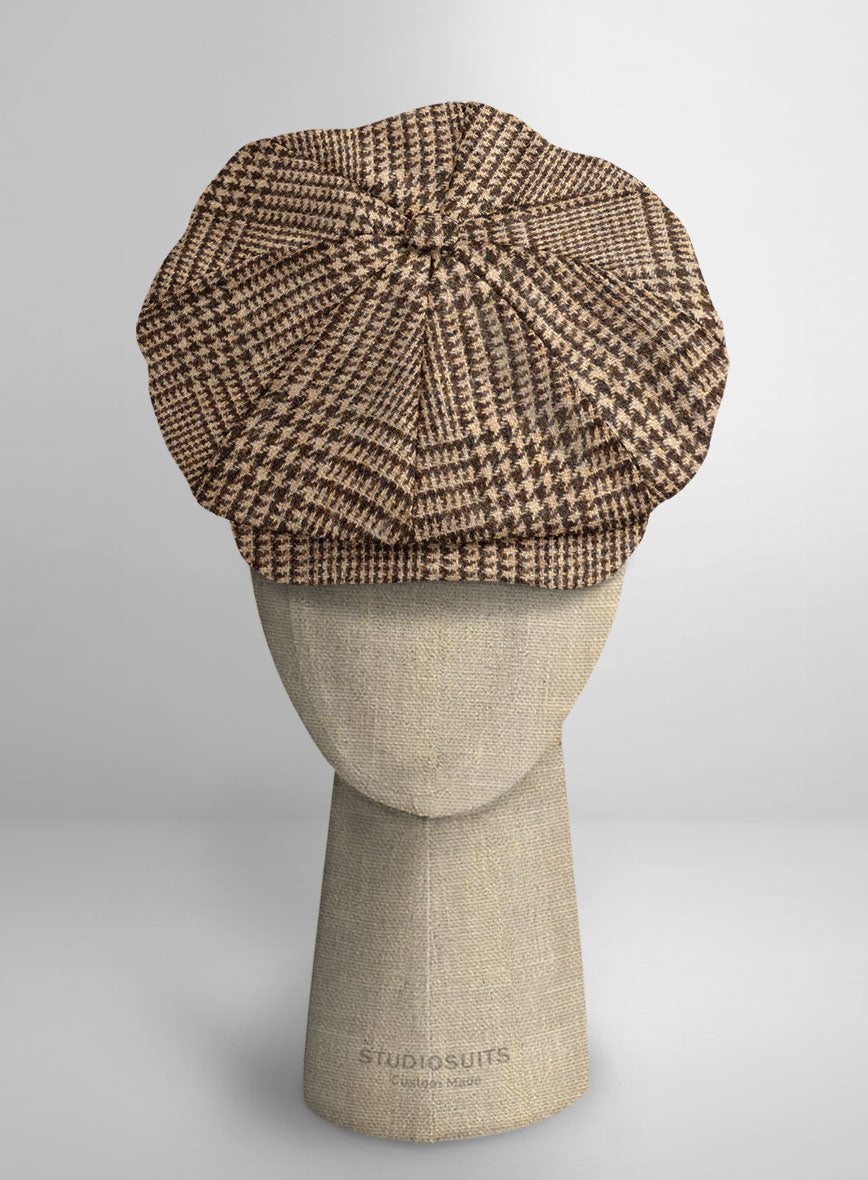 Harris Tweed Tan Glen Newsboy Cap - StudioSuits