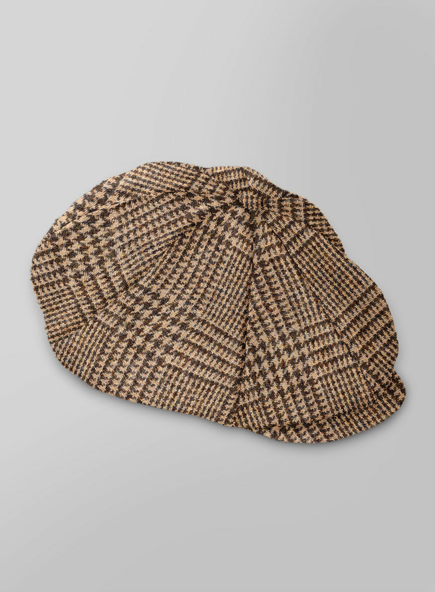 Harris Tweed Tan Glen Newsboy Cap - StudioSuits