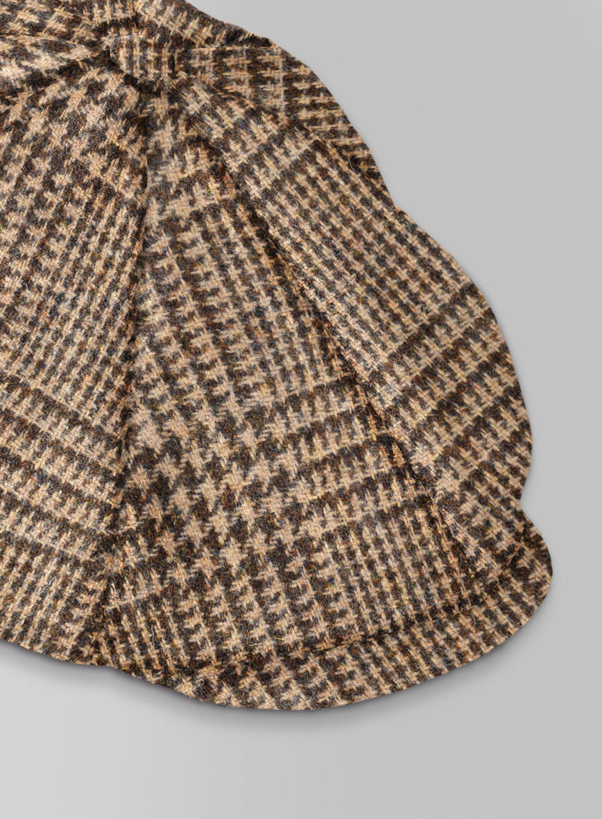 Harris Tweed Tan Glen Newsboy Cap - StudioSuits