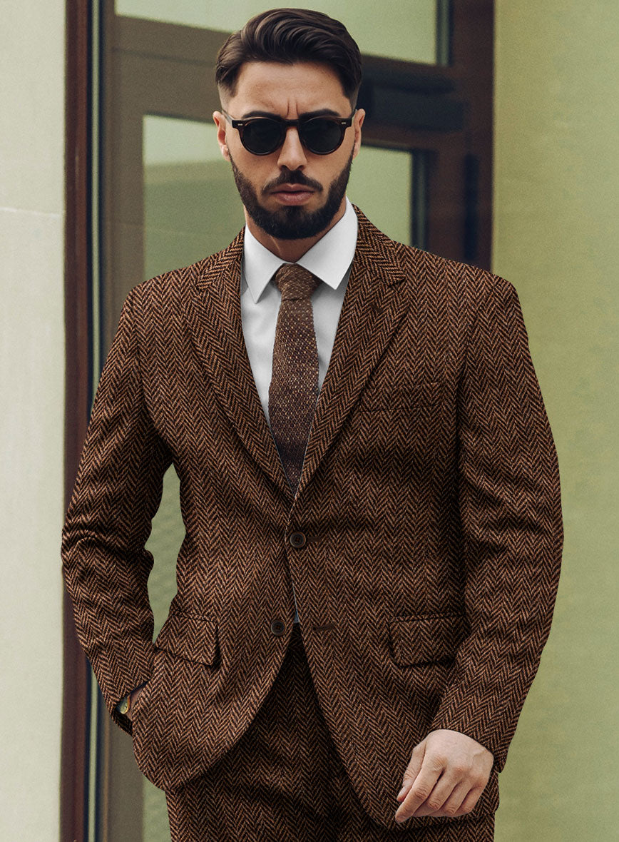 Harris Tweed Walnut Herringbone Jacket - StudioSuits