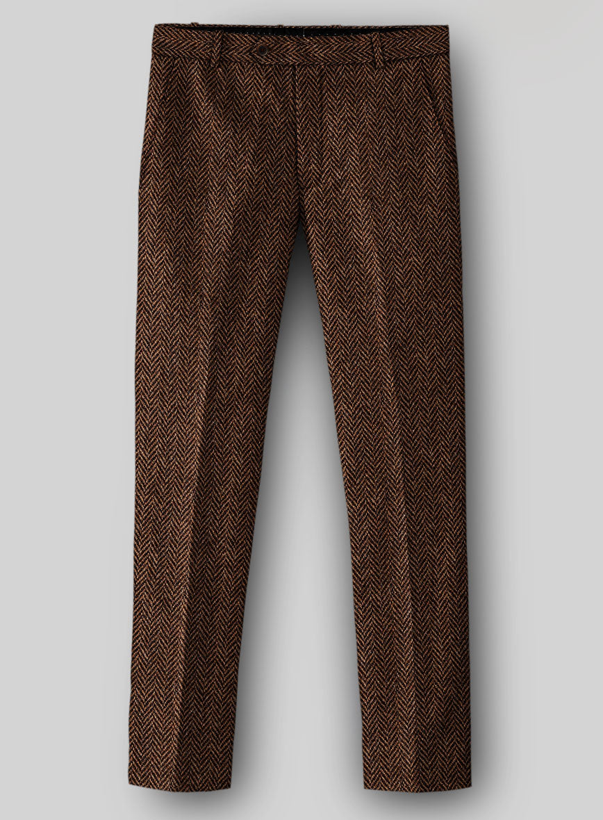 Harris Tweed Walnut Herringbone Pants - StudioSuits