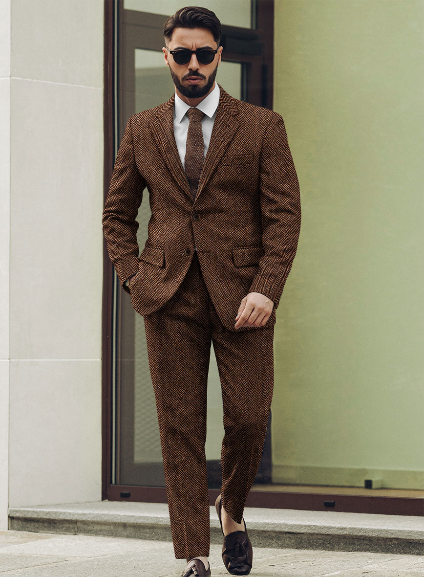 Harris Tweed Walnut Herringbone Suit - StudioSuits