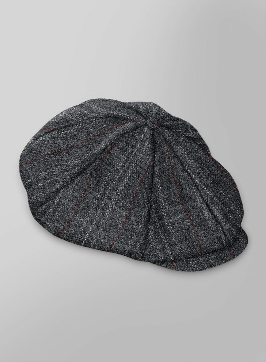 Harris Tweed Welsh Gray Newsboy Cap - StudioSuits