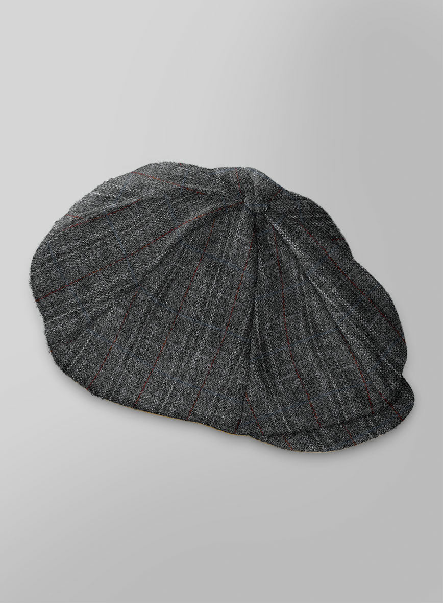 Harris Tweed Welsh Gray Newsboy Cap - StudioSuits