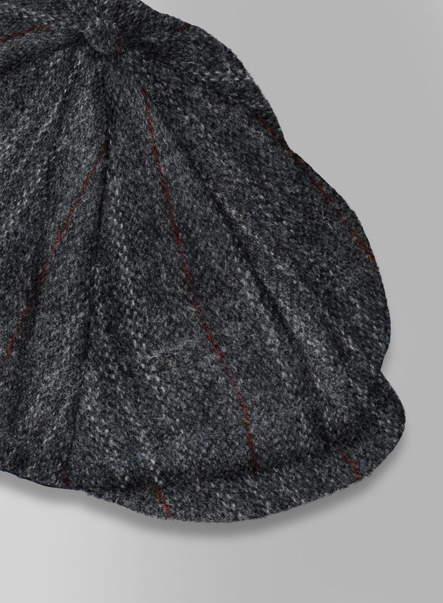 Harris Tweed Welsh Gray Newsboy Cap - StudioSuits