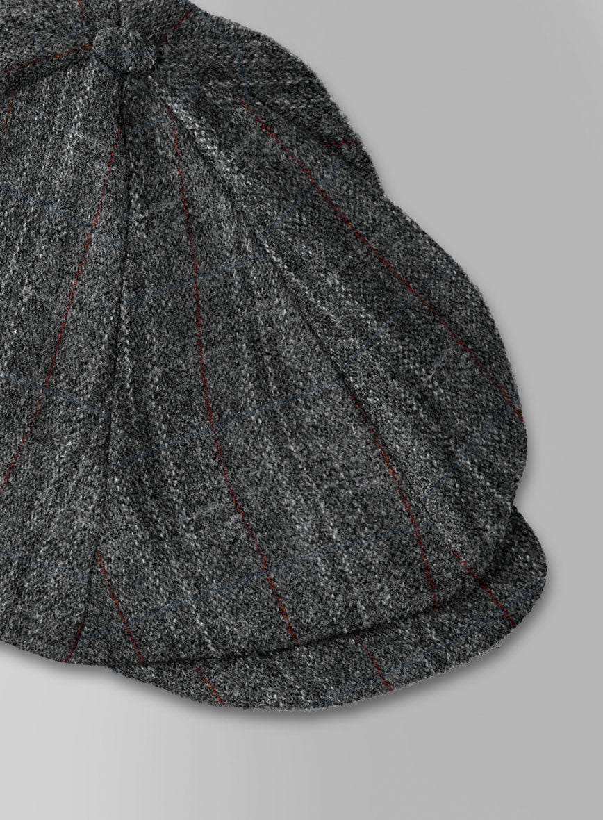 Harris Tweed Welsh Gray Newsboy Cap - StudioSuits