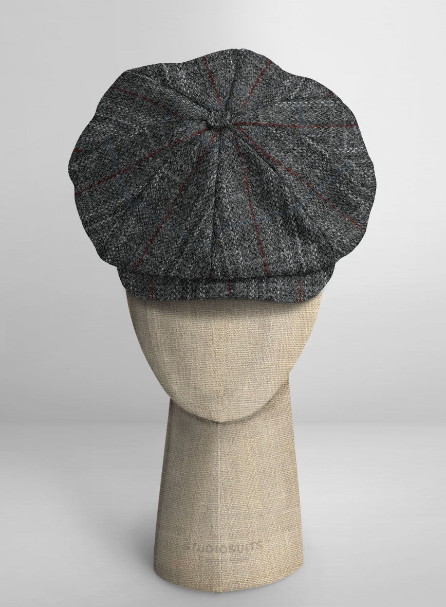 Harris Tweed Welsh Gray Newsboy Cap - StudioSuits