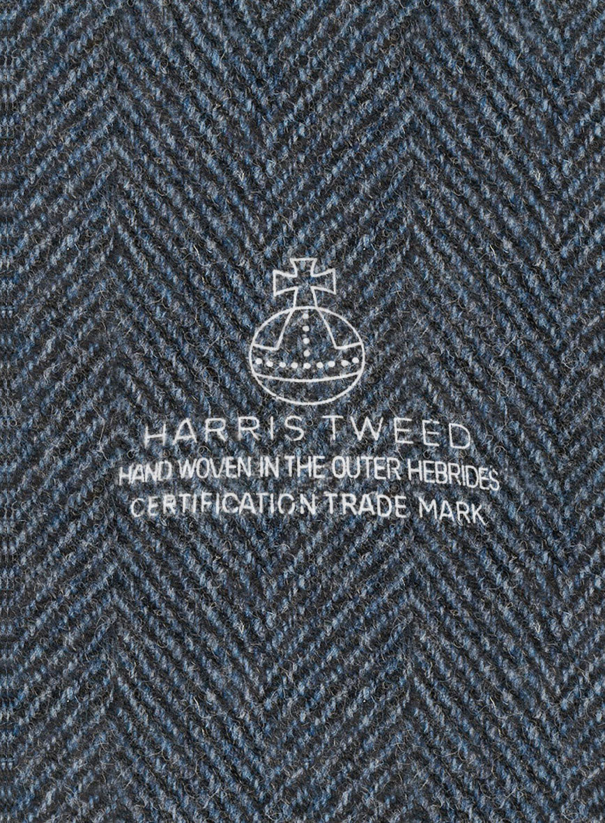 Harris Tweed Wide Herringbone Blue Newsboy Cap - StudioSuits