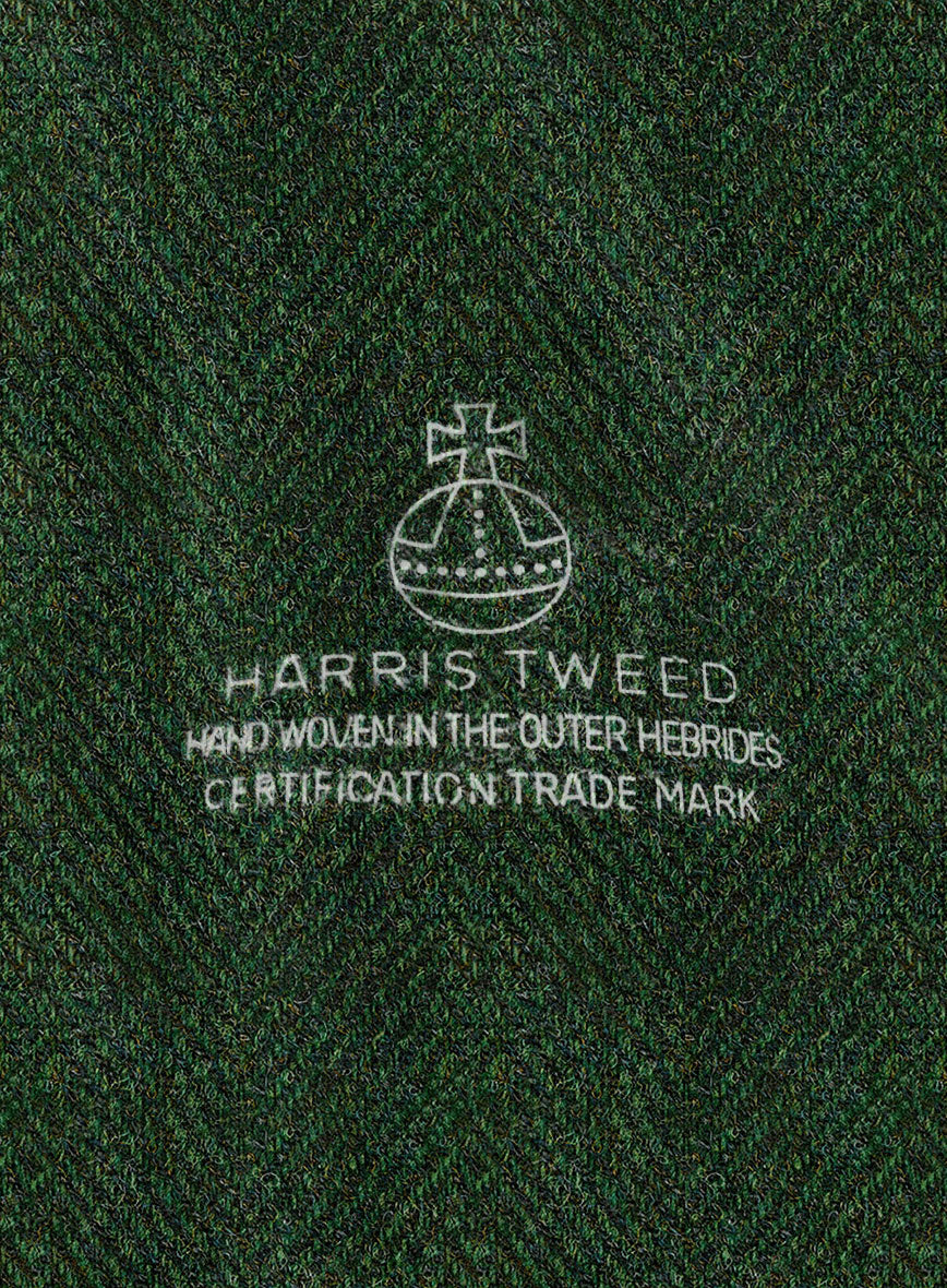 Harris Tweed Wide Herringbone Royal Green Newsboy Cap - StudioSuits