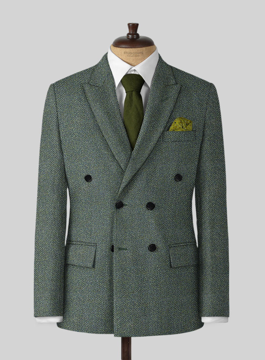 Harris Tweed Wide Herringbone Green Jacket