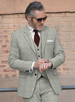 Houndstooth Light Gray Tweed Jacket - StudioSuits