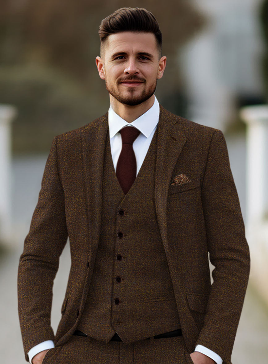 Heathered Brown Tweed Jacket - StudioSuits