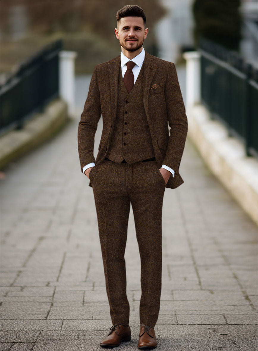 Heathered Brown Tweed Suit - StudioSuits