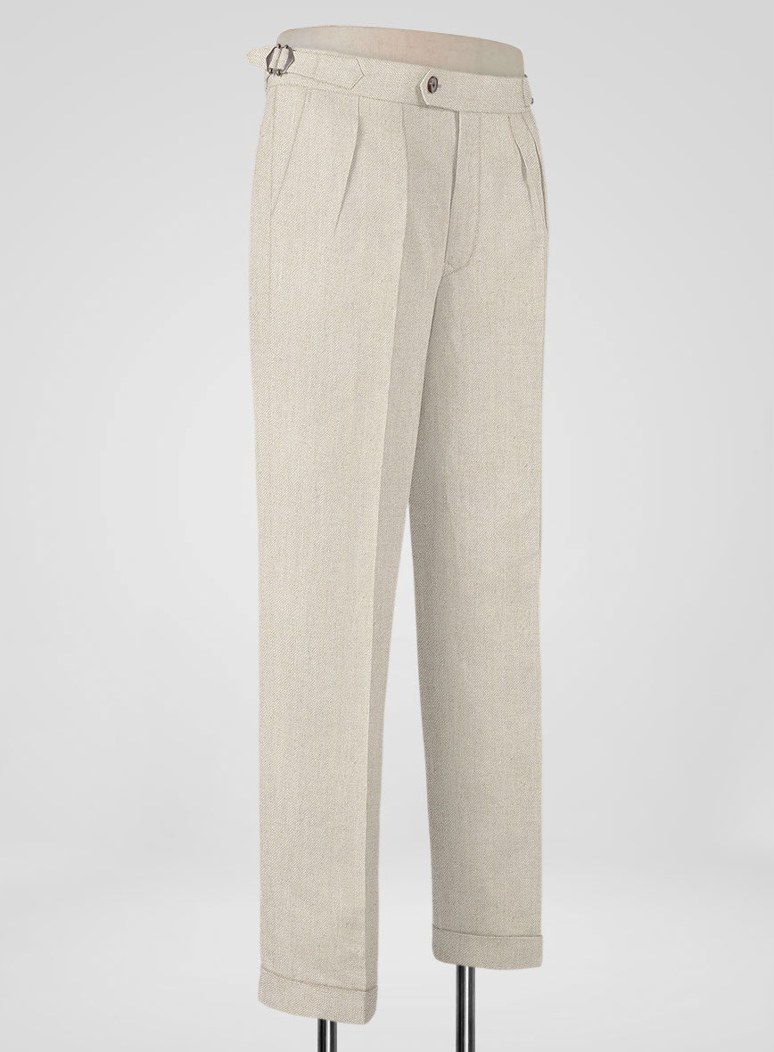 Heavy Linen Beige Highland Trousers - StudioSuits