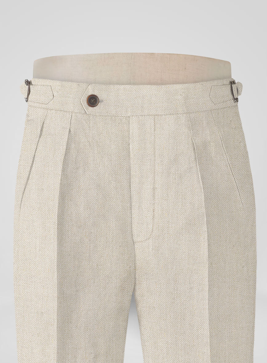 Heavy Linen Beige Highland Trousers - StudioSuits