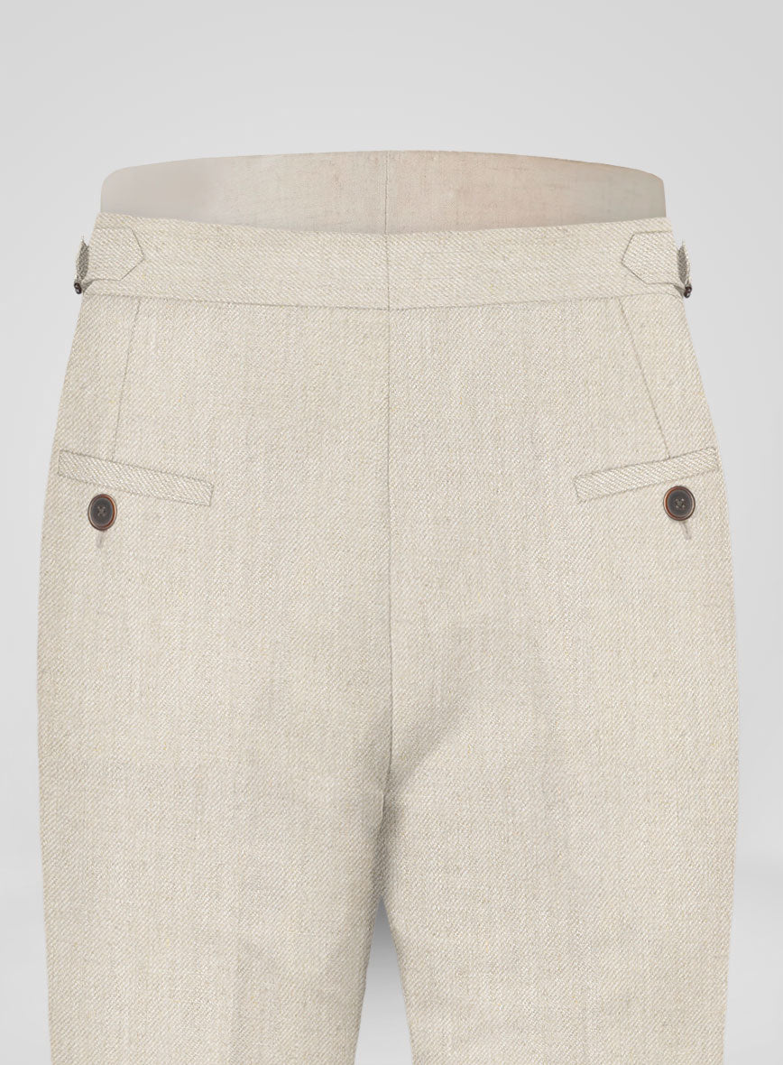 Heavy Linen Beige Highland Trousers - StudioSuits