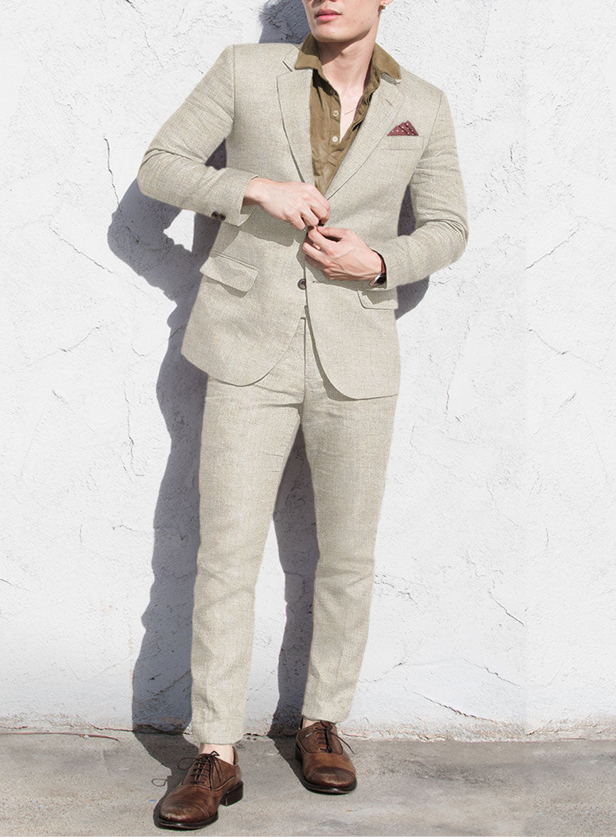 Heavy Linen Beige Suit - StudioSuits