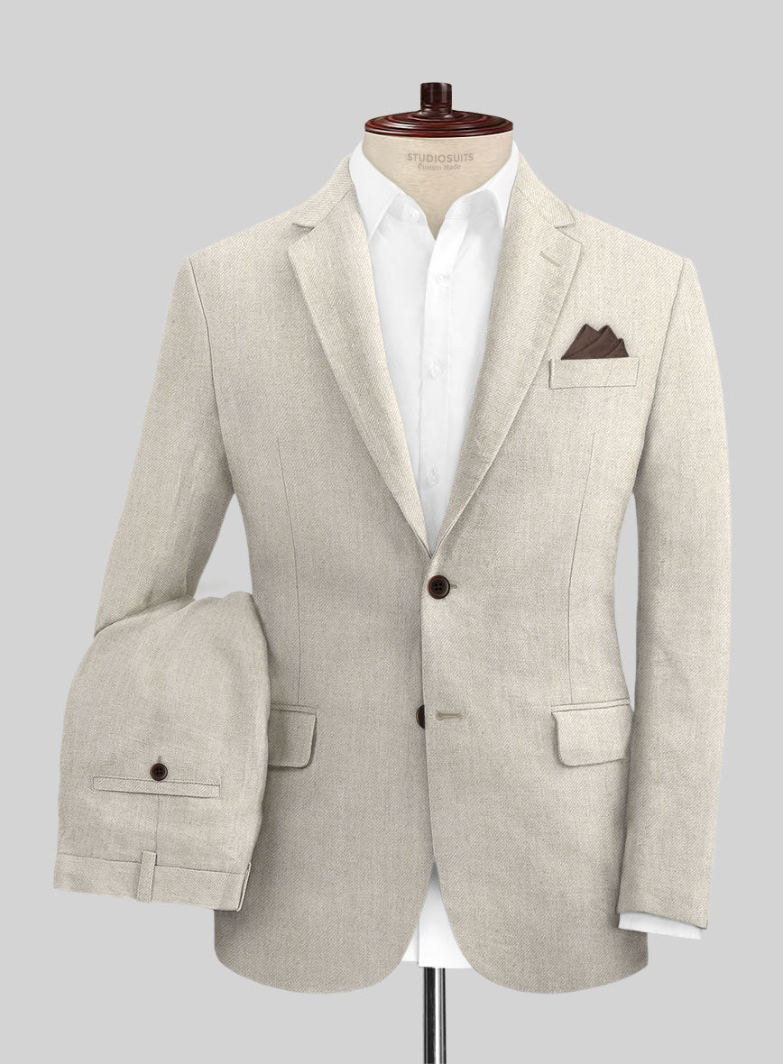 Heavy Linen Beige Suit - StudioSuits