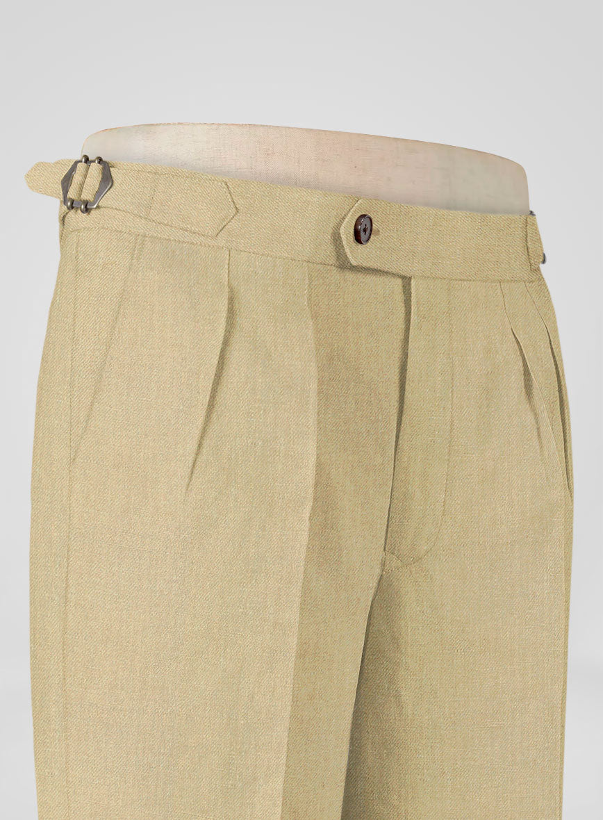 Heavy Linen Khaki Highland Trousers - StudioSuits