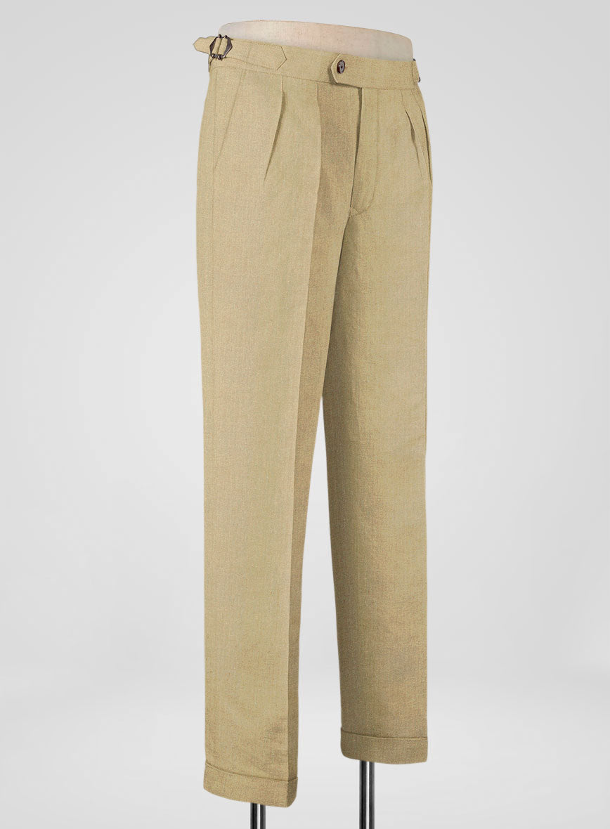 Heavy Linen Khaki Highland Trousers - StudioSuits